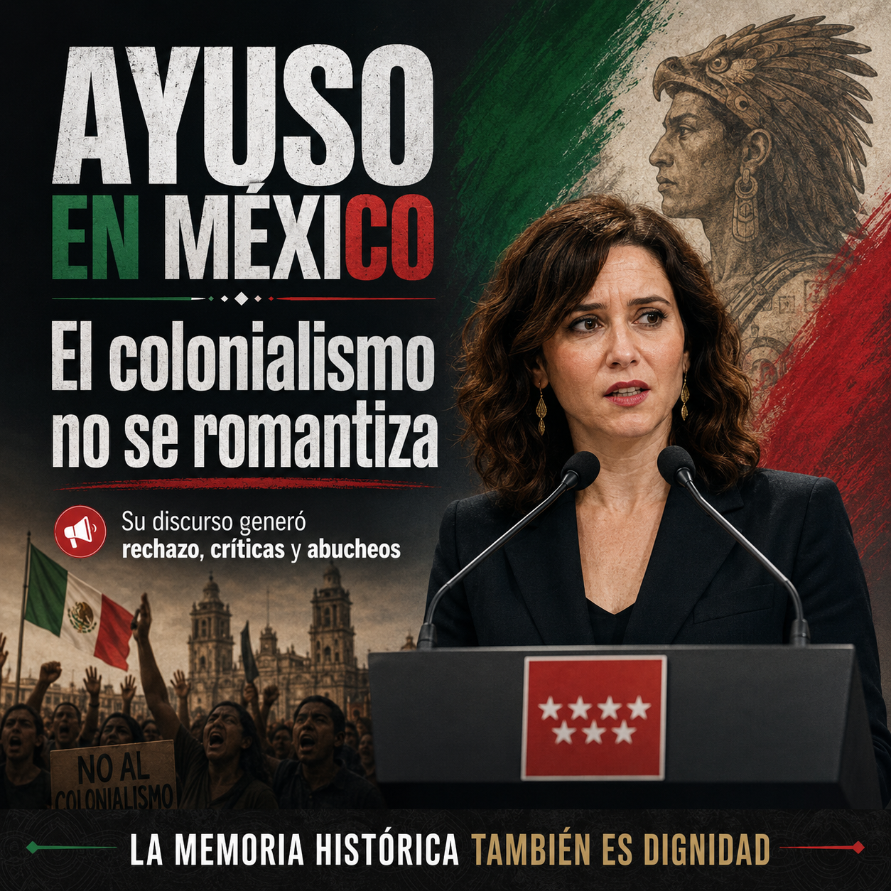 Ayuso cancela parte de su gira por México tras polémica por colonialismo, Hernán Cortés y acusaciones de “boicot”